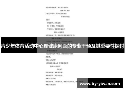 青少年体育活动中心理健康问题的专业干预及其重要性探讨